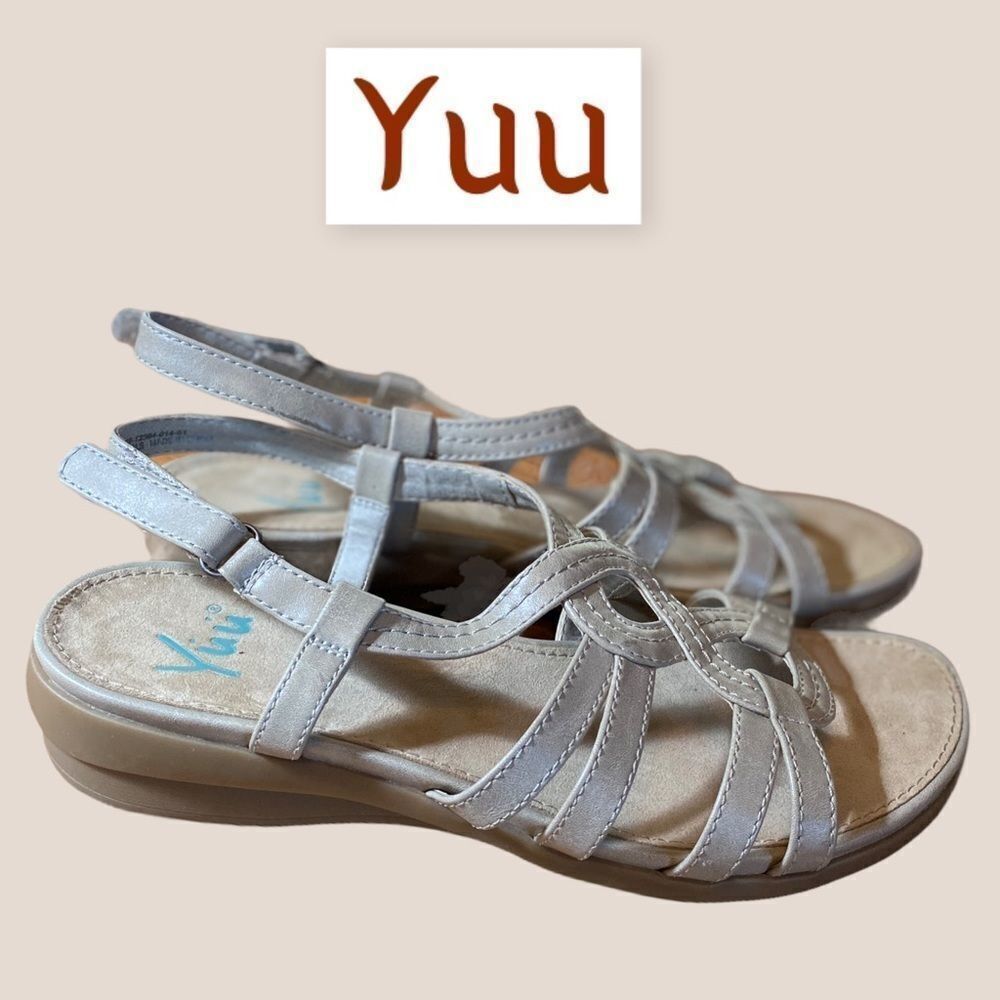 Yuu Women's Beige Strappy Sandals 9